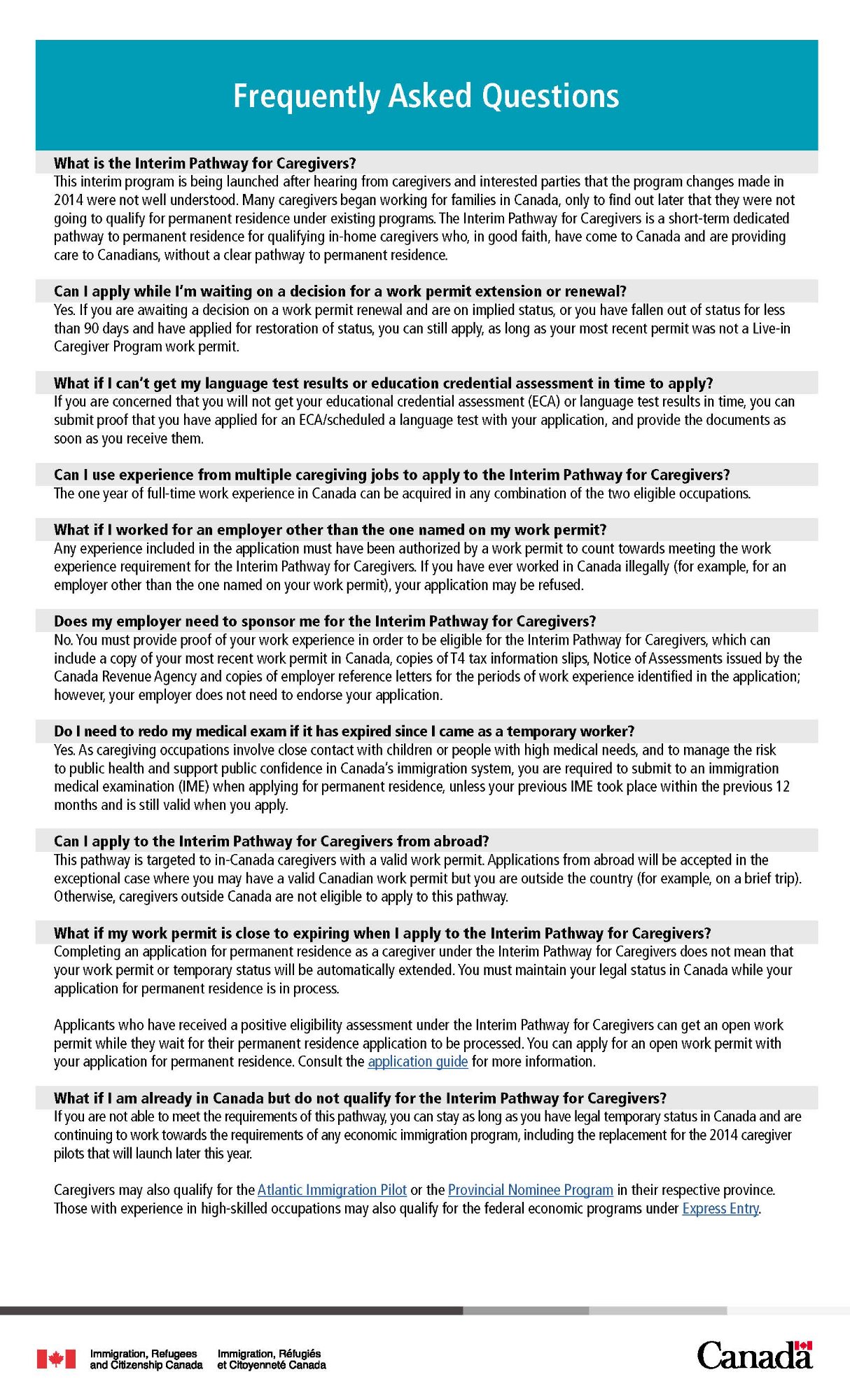 Caregiver pathway FAQ